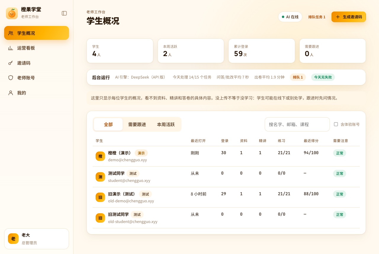 老师工作台：只看学生概况